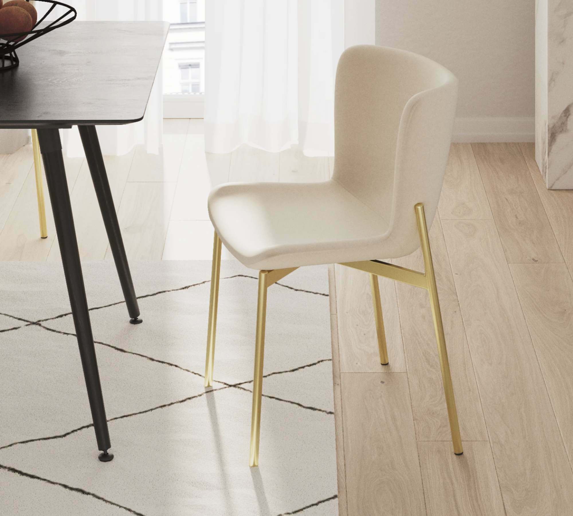 2x Dining chair velvet iron cream 5