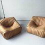 Vintage Annie Hiéronimus Sandra Sofa-Set Leder Beige 5-tlg 7