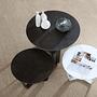 Moon Side Table Metal Stone White 2