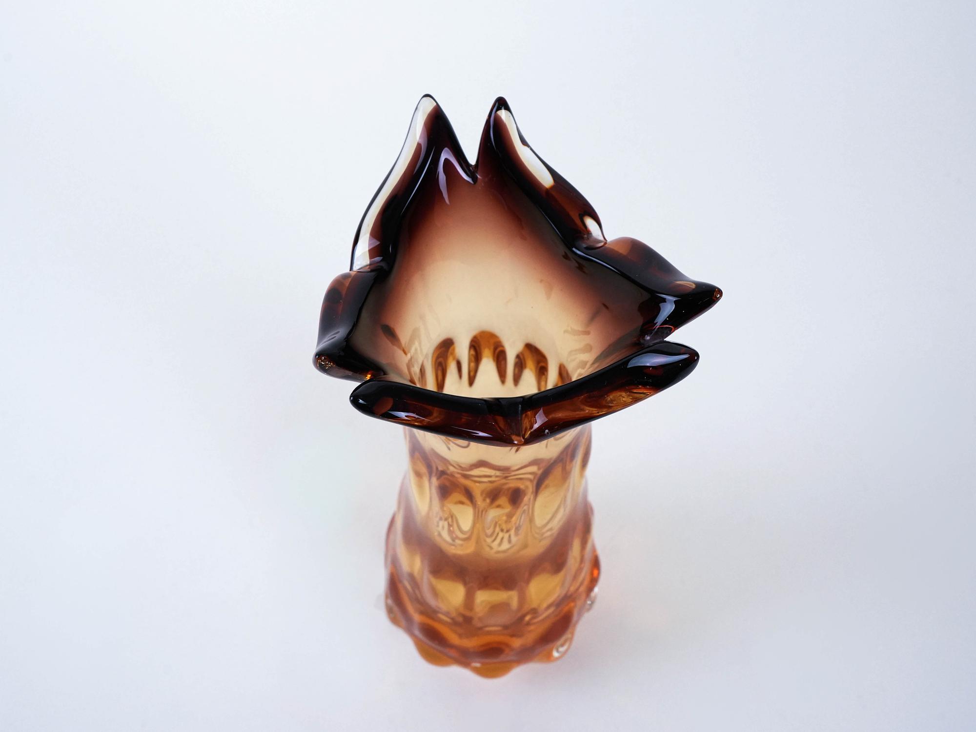 Glass vase Murano glass Transparent 1960s 7