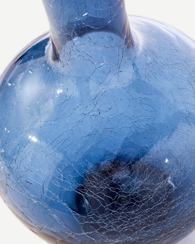 Gecrackelte Kugelvase Glas Blau 2