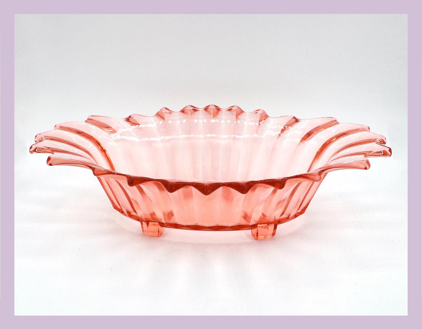 Vintage Rosalin Glass Footed Bowl 1930s 4