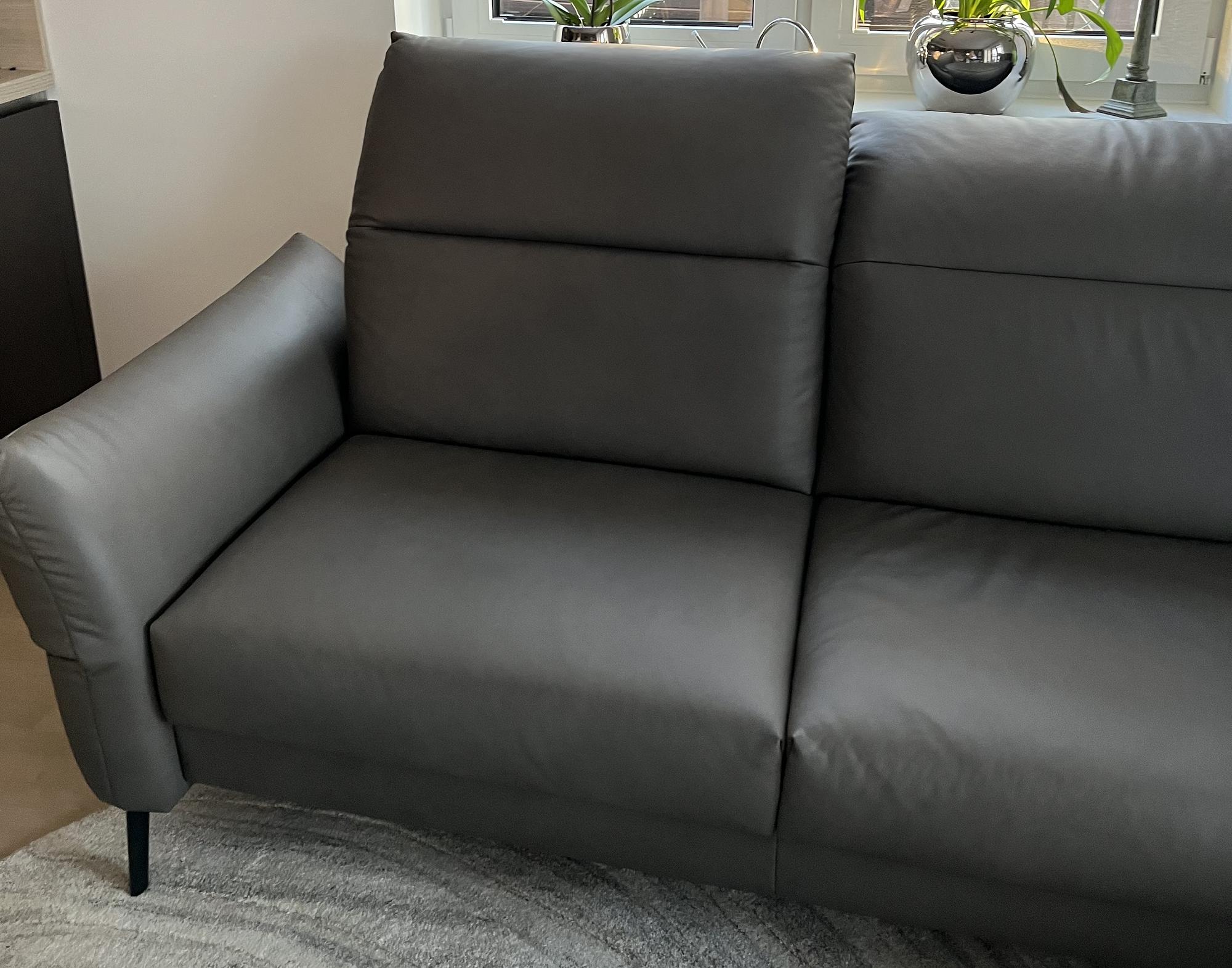 Ecksofa Leder Grau 3