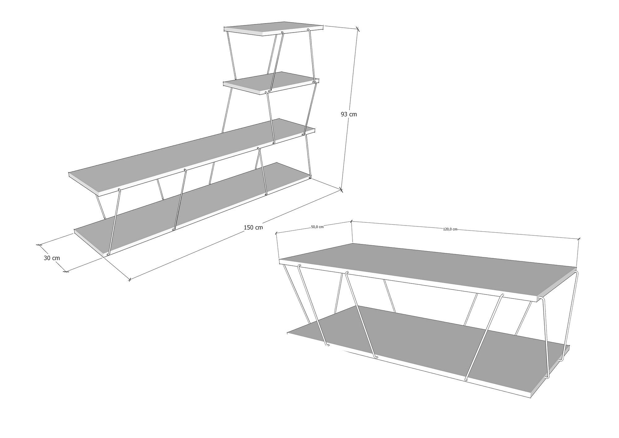 Basak Wohnzimmermöbel-Set Holzfurnier Schwarz 6