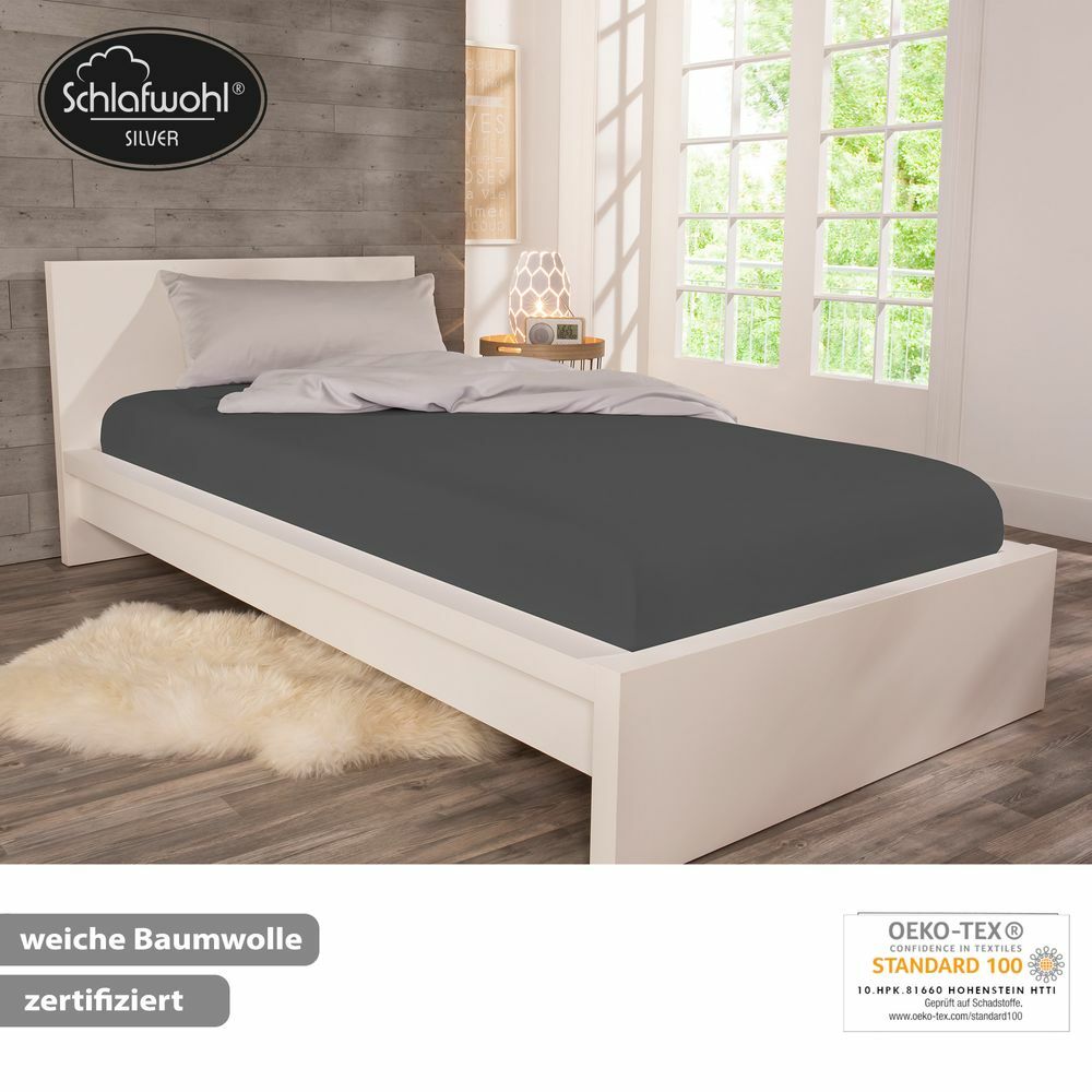 Spannleintuch für Boxspringbett aus Baumwolle Grau 2