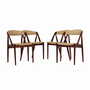 4x Vintage chair teak wood textile beige 1970s 0