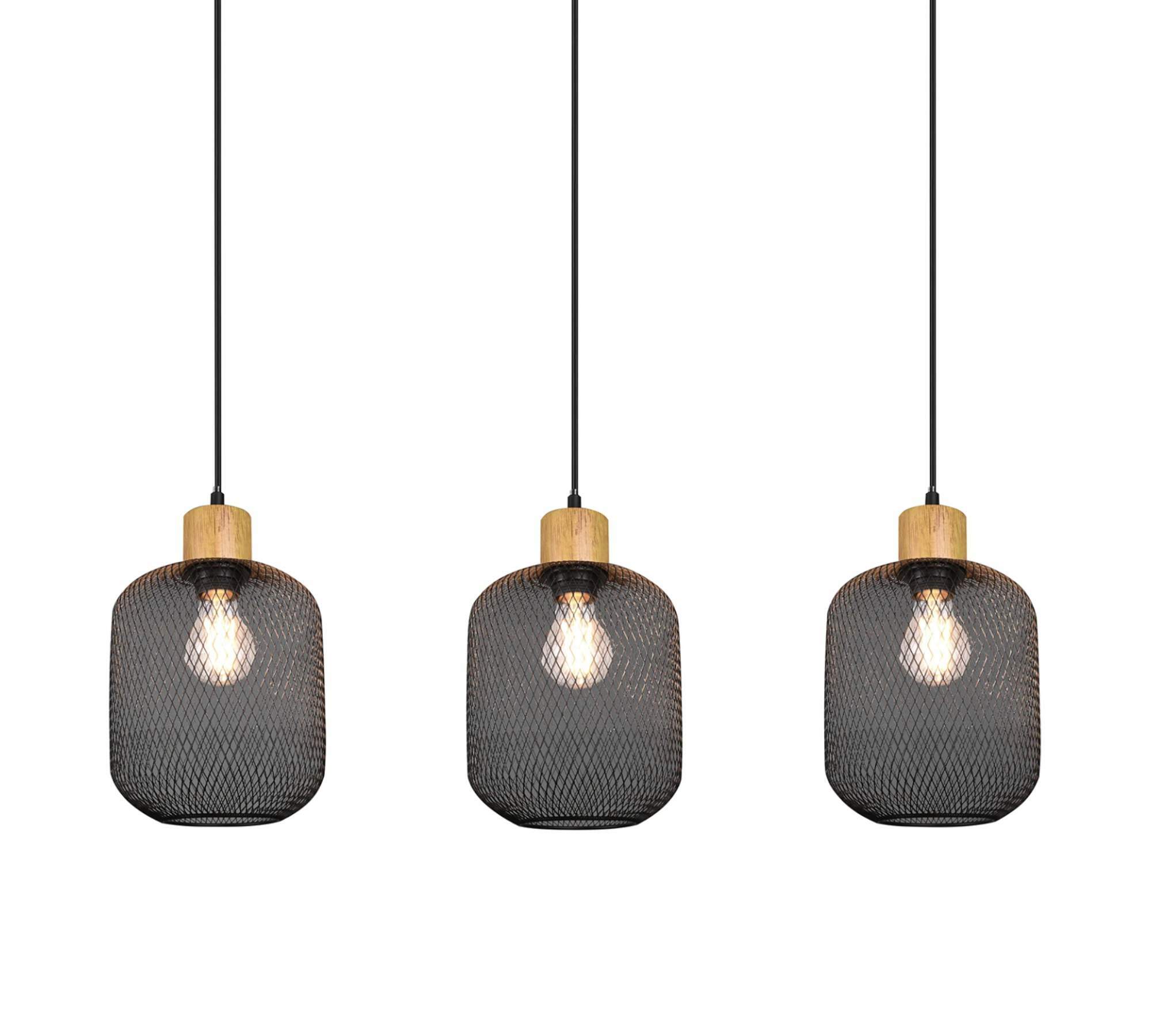3-Flammige Pendelleuchte Eisen Schwarz 0
