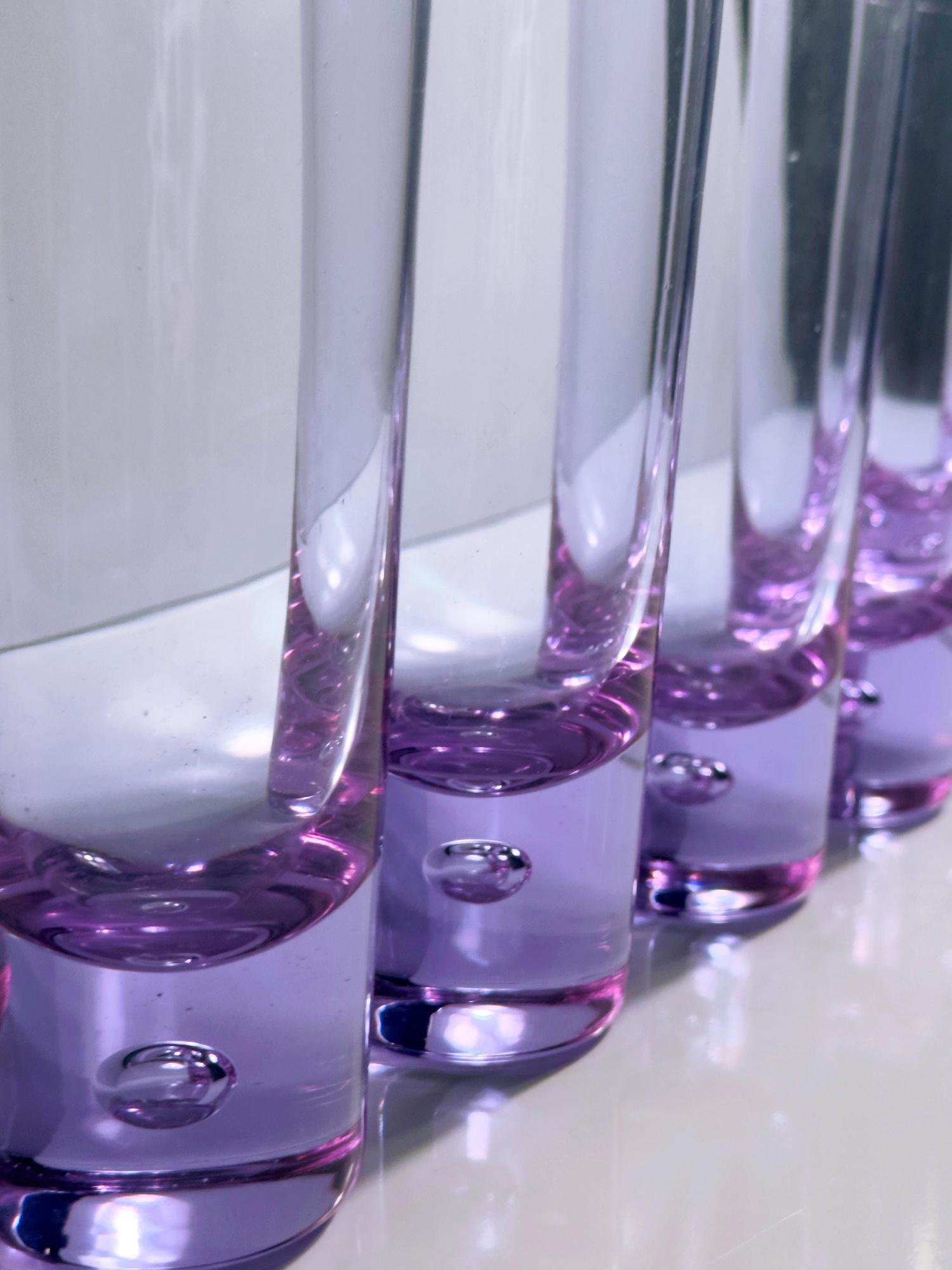 6x Vintage drinking glasses Alexandrite glass 1970s 1