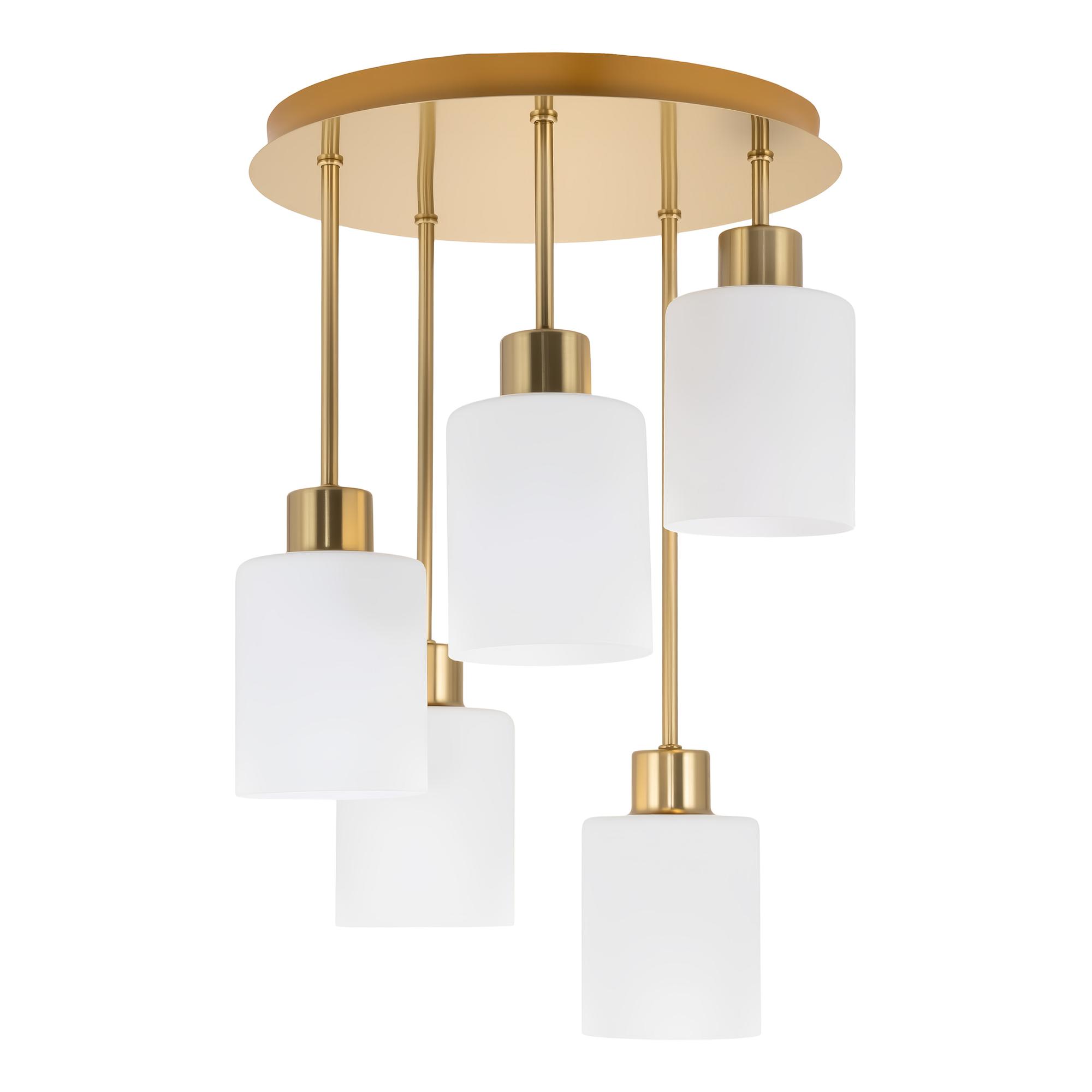 Polley Pendelleuchte 5-flammig Milchglas Gold  4