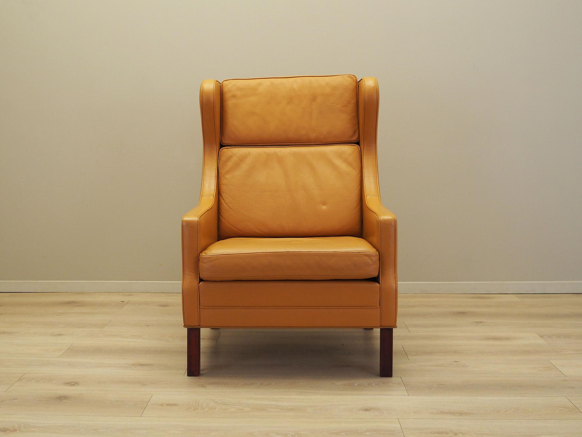 Armchair Leather Orange 1970s 2