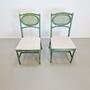 2x Vintage Stühle Rattan Grün 1960er Jahre 2
