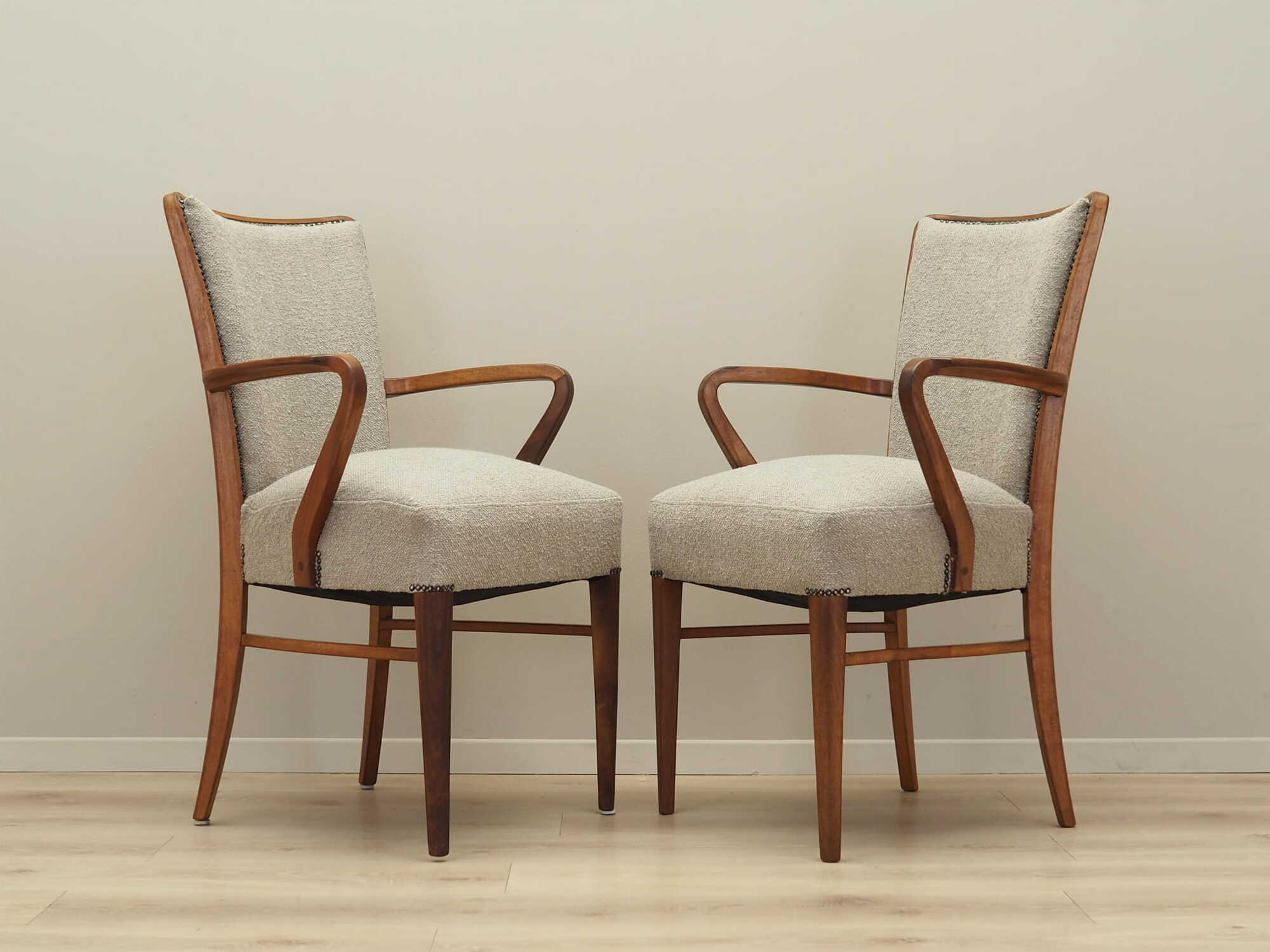 Vintage Chair Walnut Wood Textile Gray 1970s 8