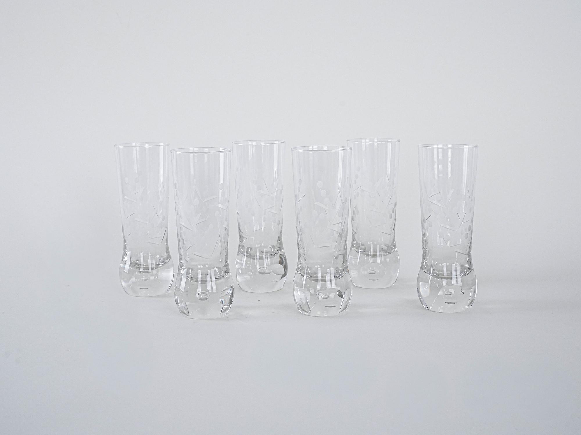 Set of 6 glasses transparent 1970s 2