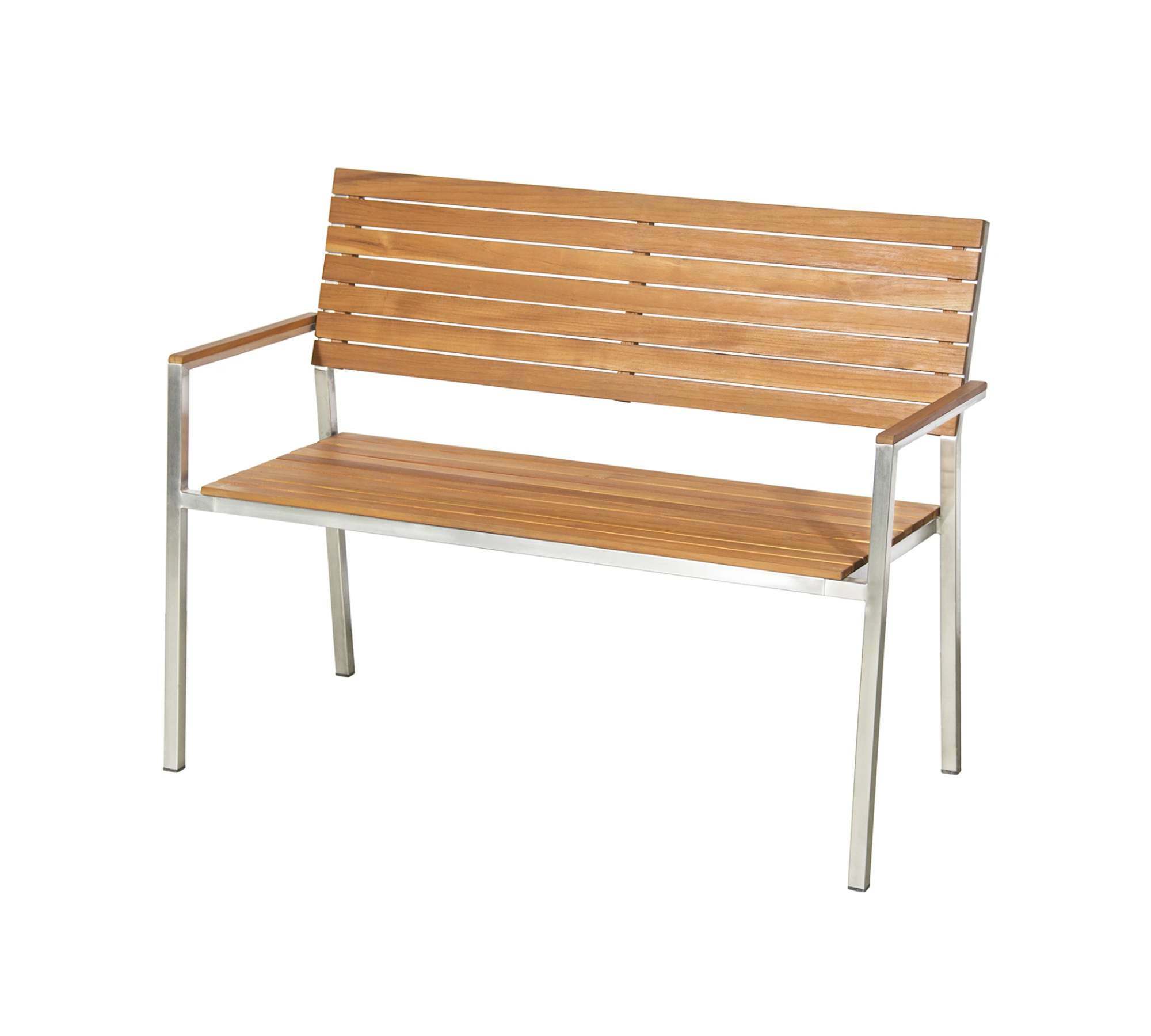 Gartenbank Massivholz Edelstahl Braun 0