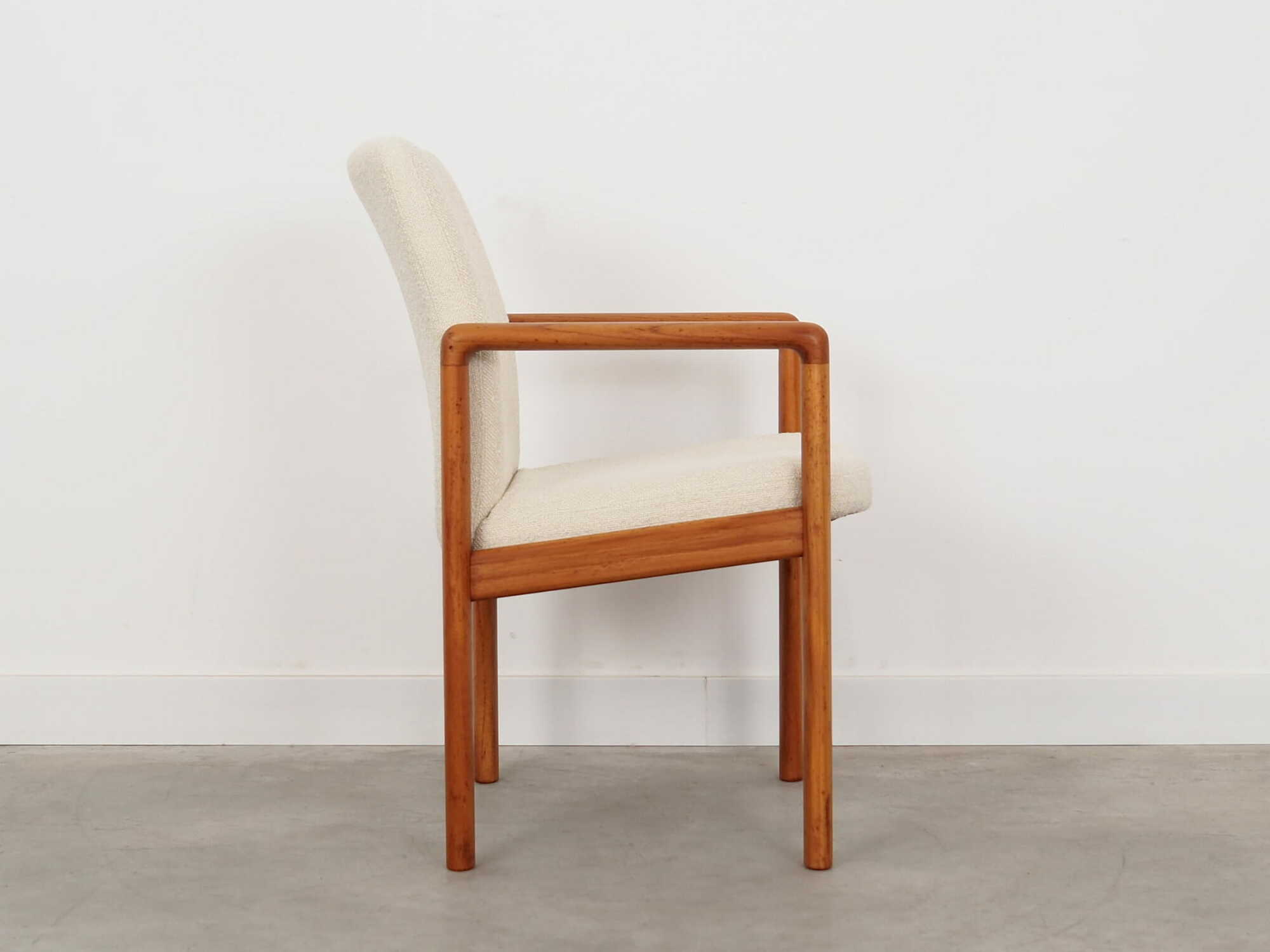 Vintage Chair Teak Wood Textile White 1970s 6