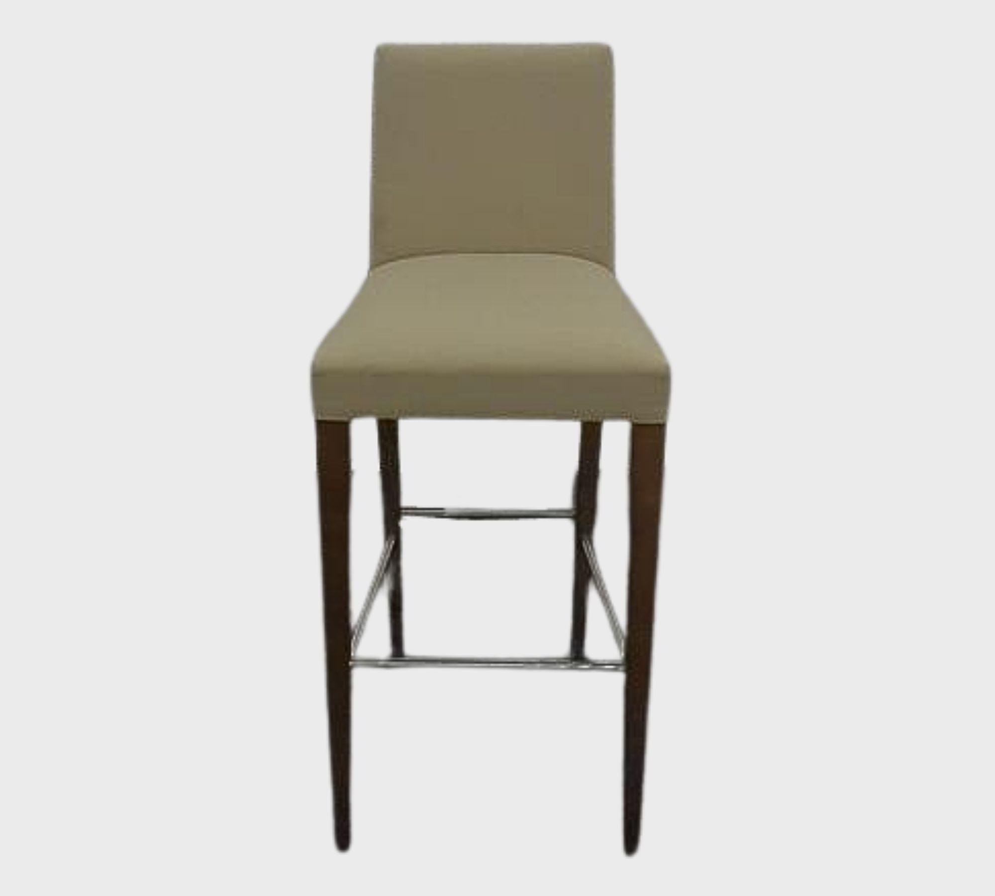 Anna Bar Stool Leather Wood Beige 0