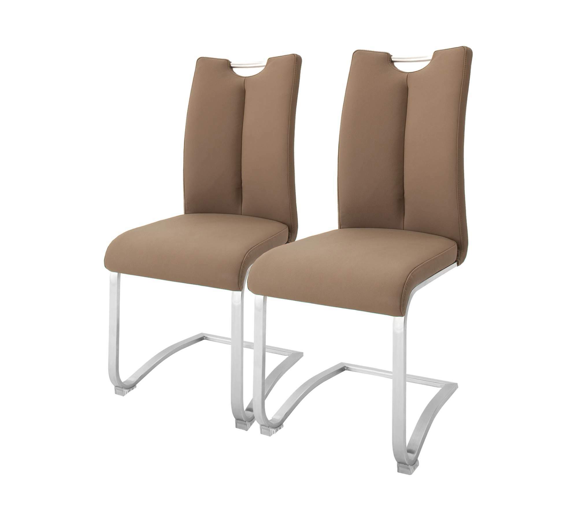 2x Freischwinger Kunstleder Edelstahl Braun 0