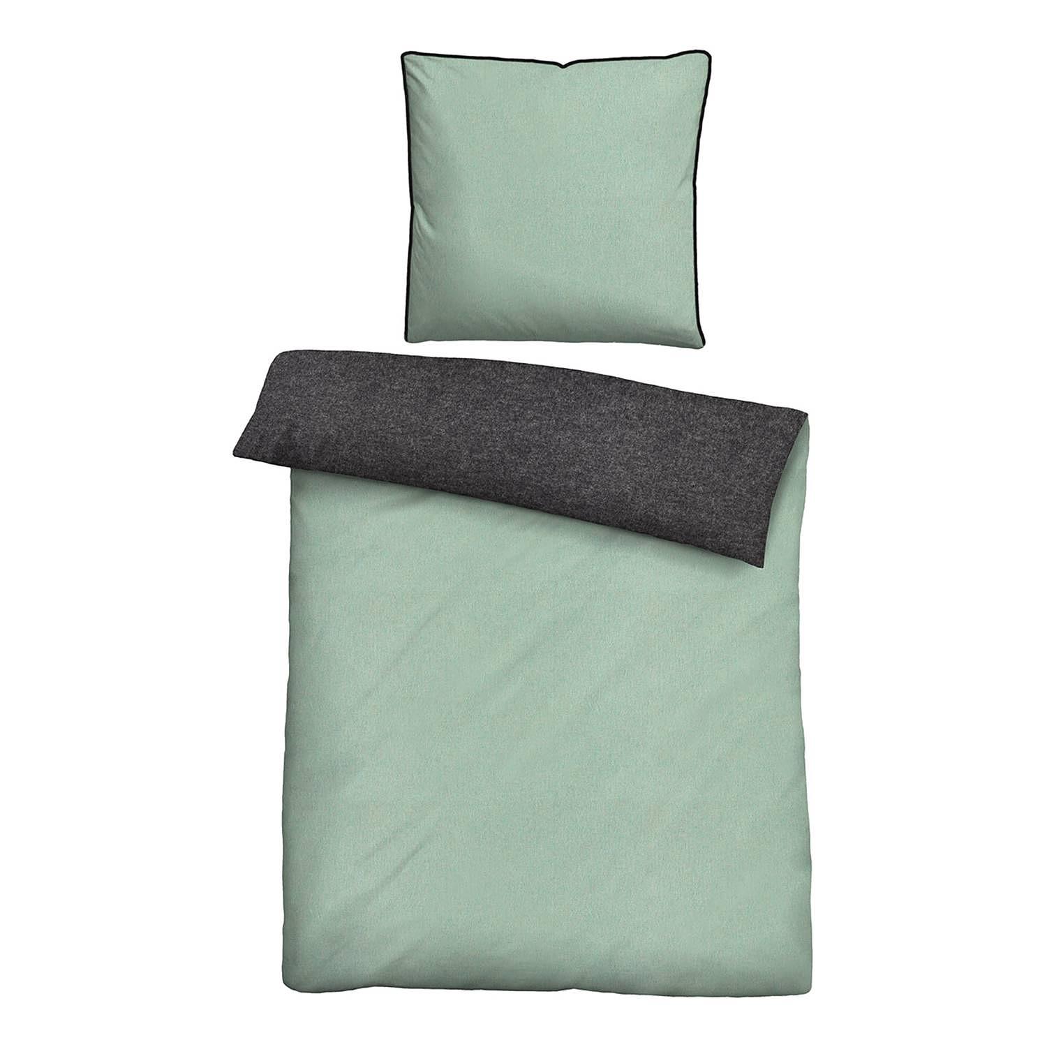 Bed linen Melange flannel Green 135x200cm Pillow 80x80cm 0