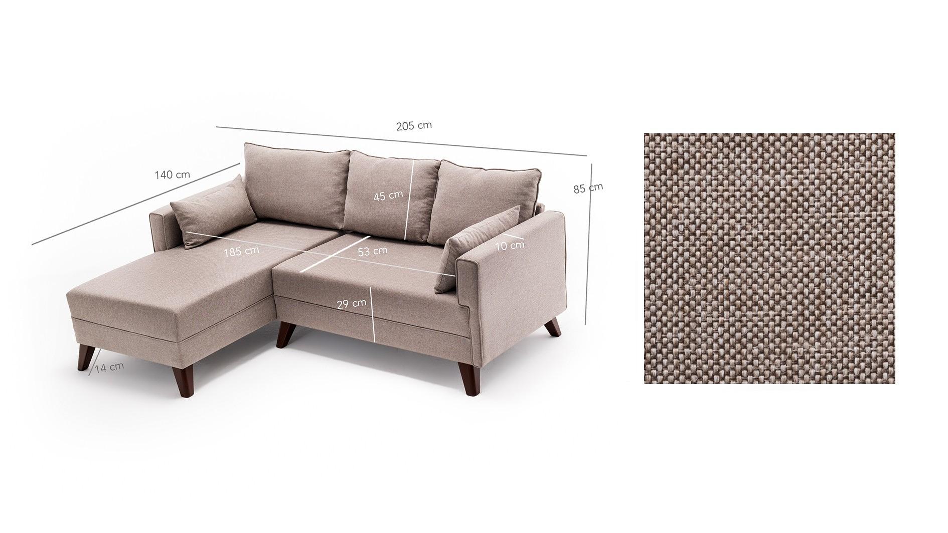 Bella Sofa Récamiere Links mit Hocker Creme 7