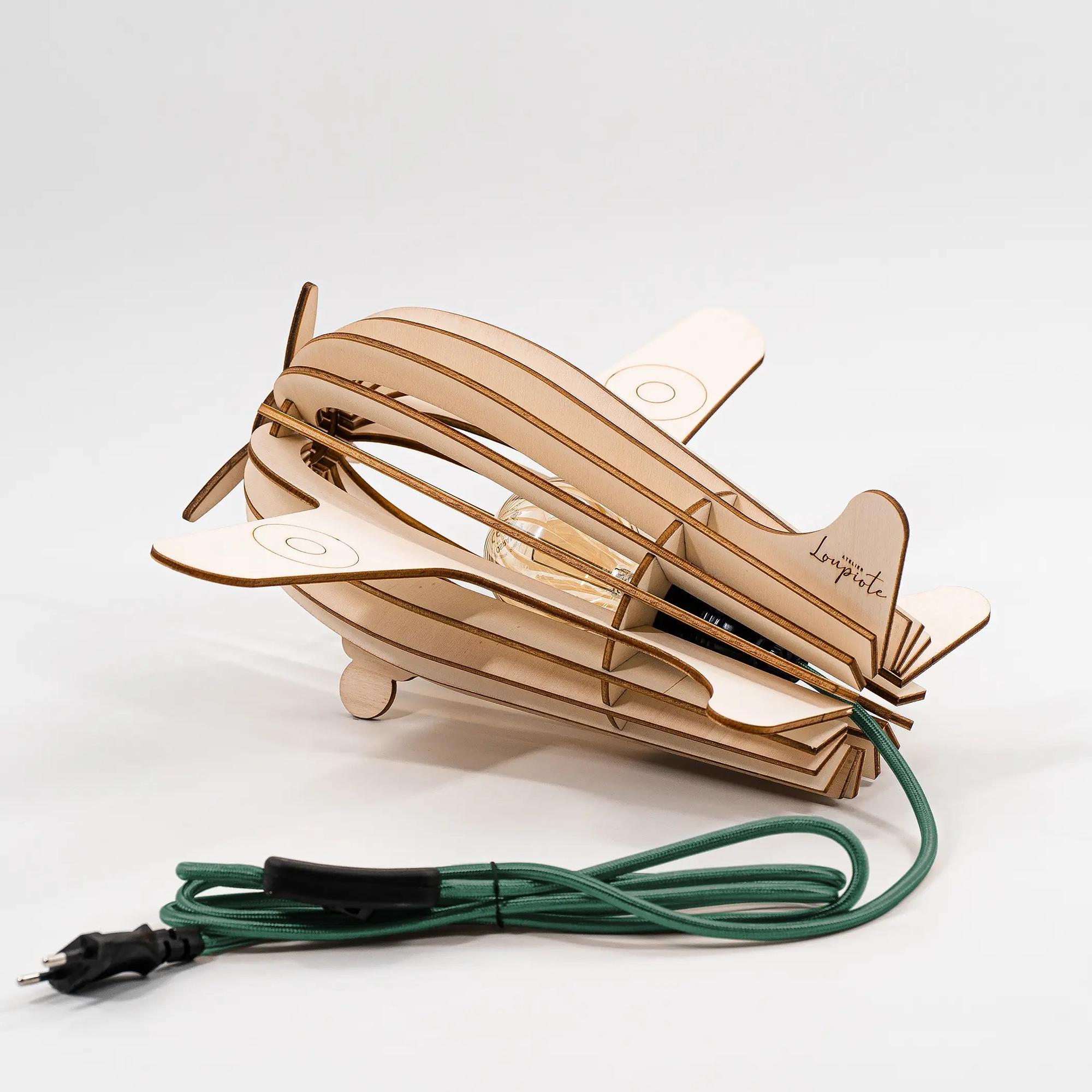Antoine Baladeuse Tischlampe Flugzeug Holz 5