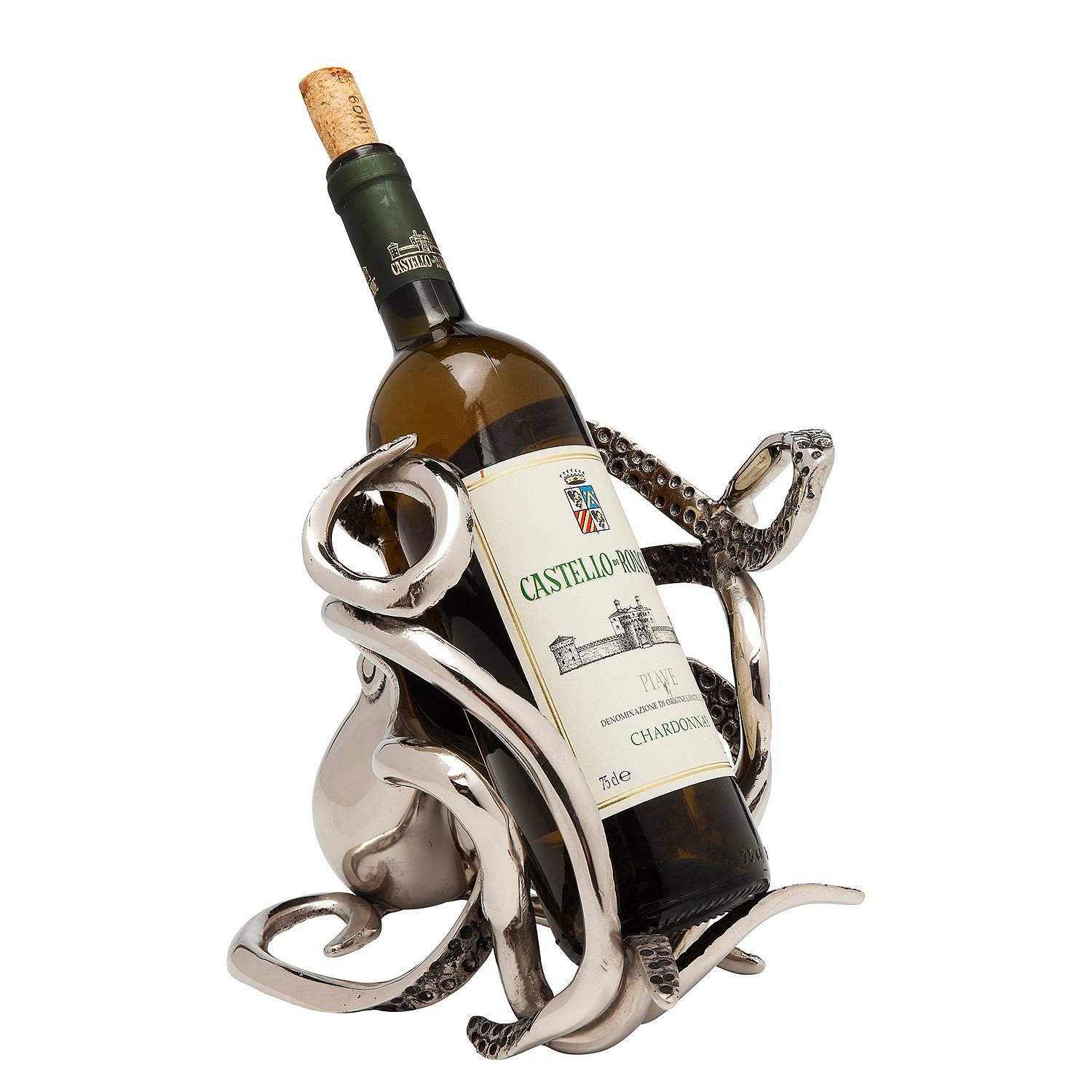 Octopus Flaschenhalter Silber Metall 3