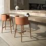 Bar stool faux leather brown 3