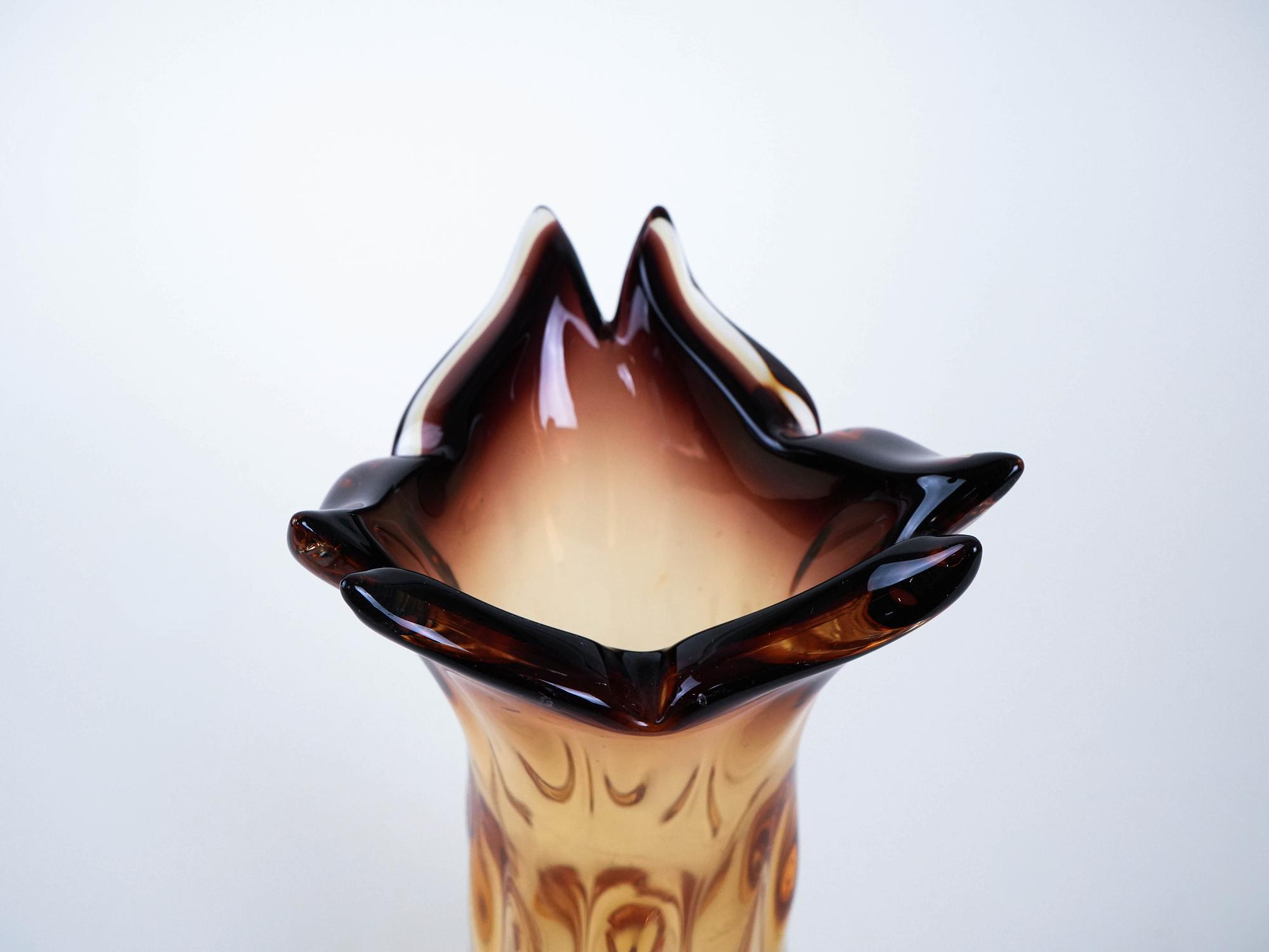 Glasvase Muranoglas Transparent 1960er Jahre 8