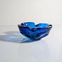 Vintage Aschenbecher Glas Blau 1970er Jahre 1