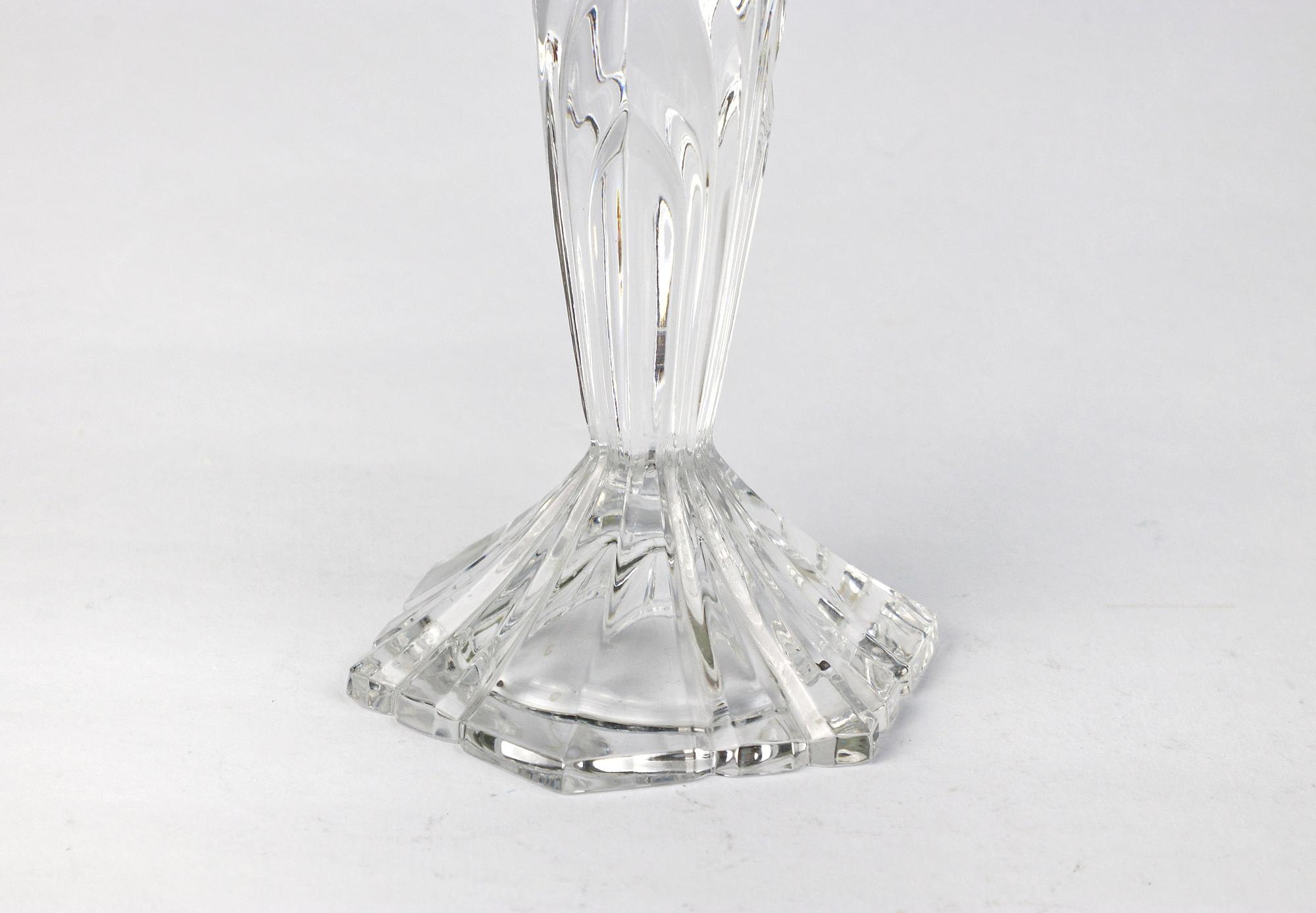 Vintage Kerzenhalter Kristallglas 1970er Jahre 4