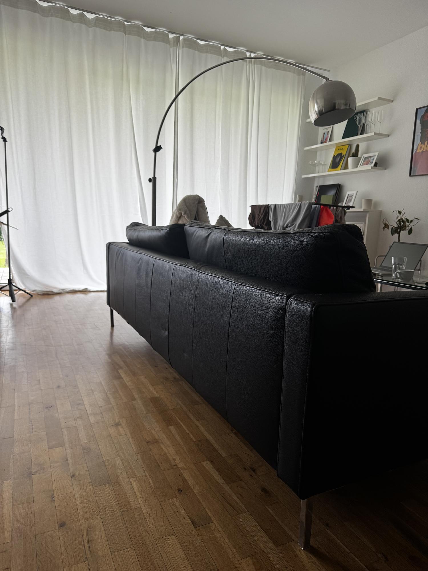 3-Sitzer Sofa Leder Schwarz 4