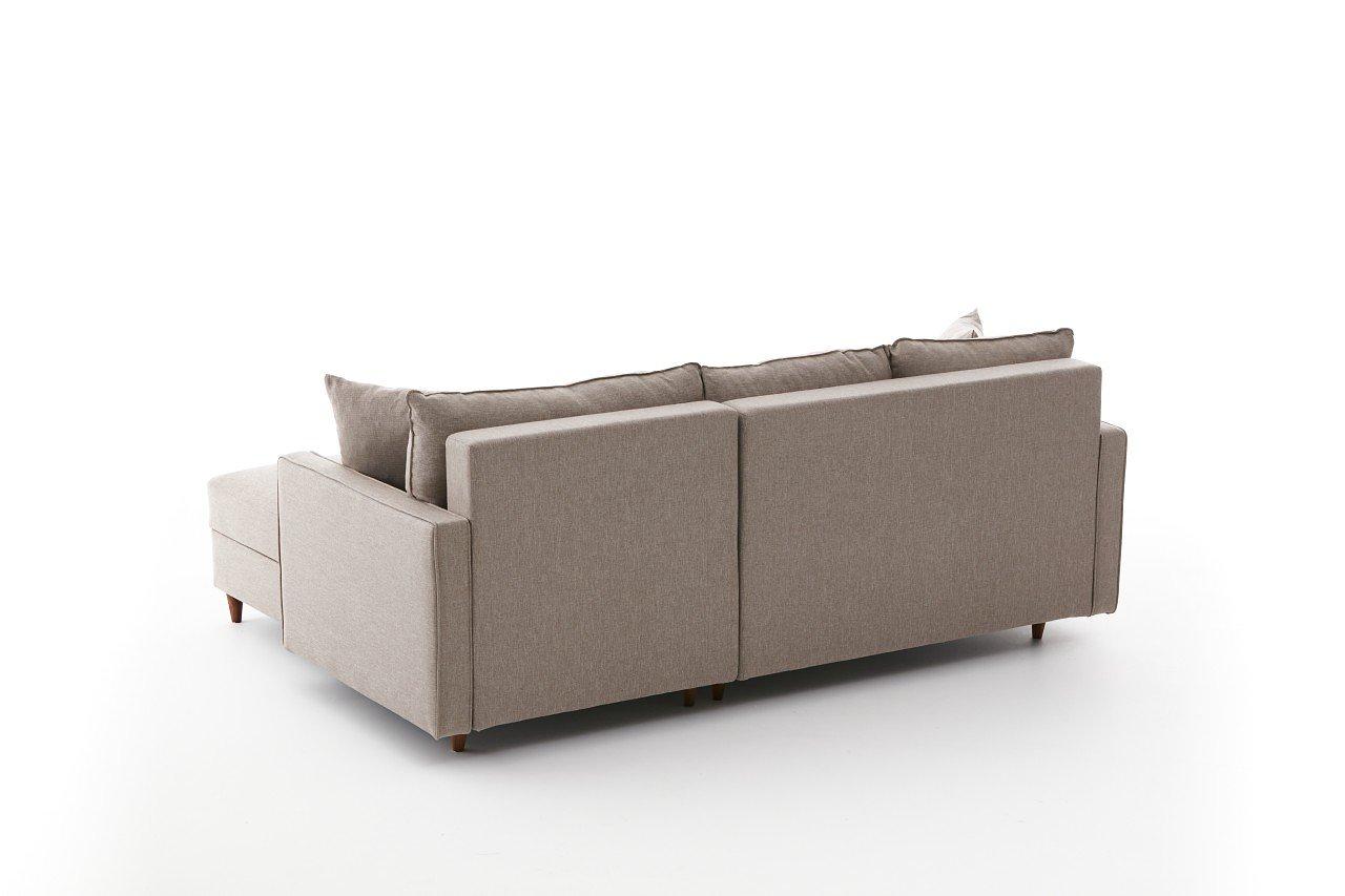 Eva Sofa Récamiere Rechts mit Hocker Creme 8