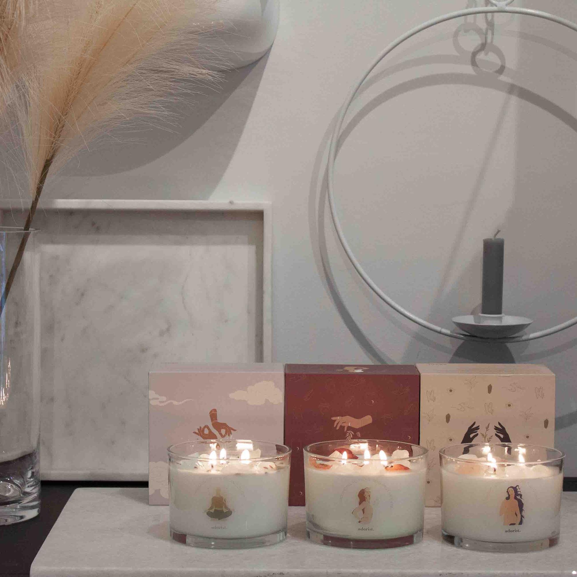 Clean Cotton Scented Candle Soy Wax with Crystals White 4