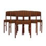 6x Vintage Chair Teak Wood Textile Brown 1970s 0