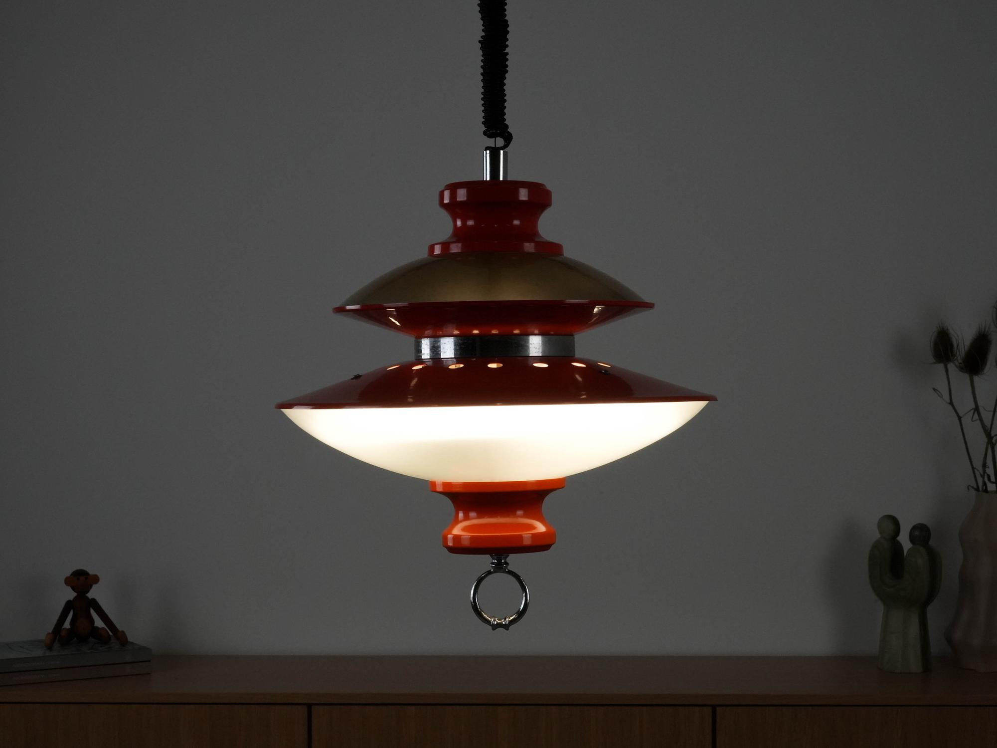 Hanging lamp Metal Orange 1970s 14