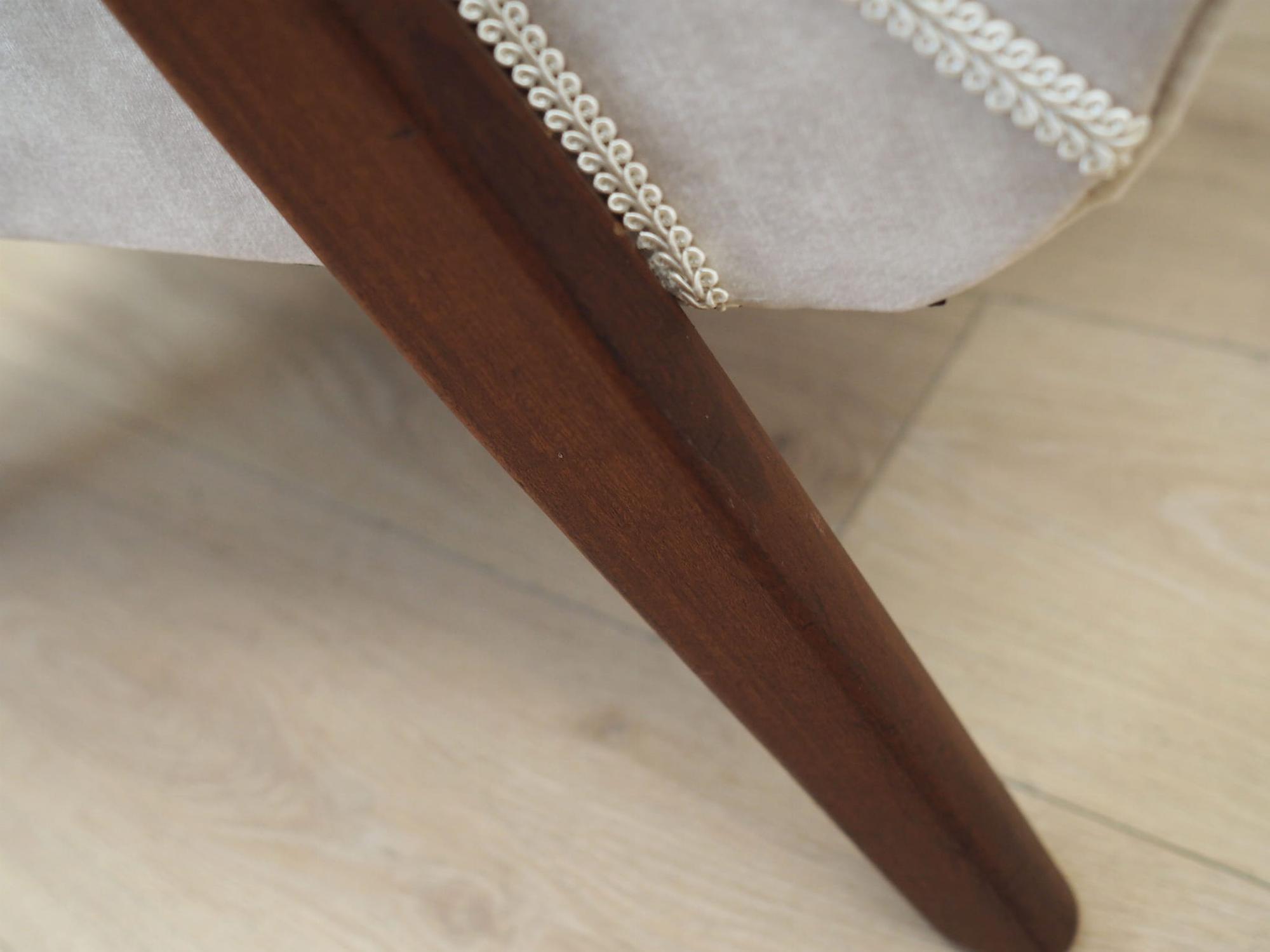 Sedia Vintage Teak Velluto Bianco Anni '70 13