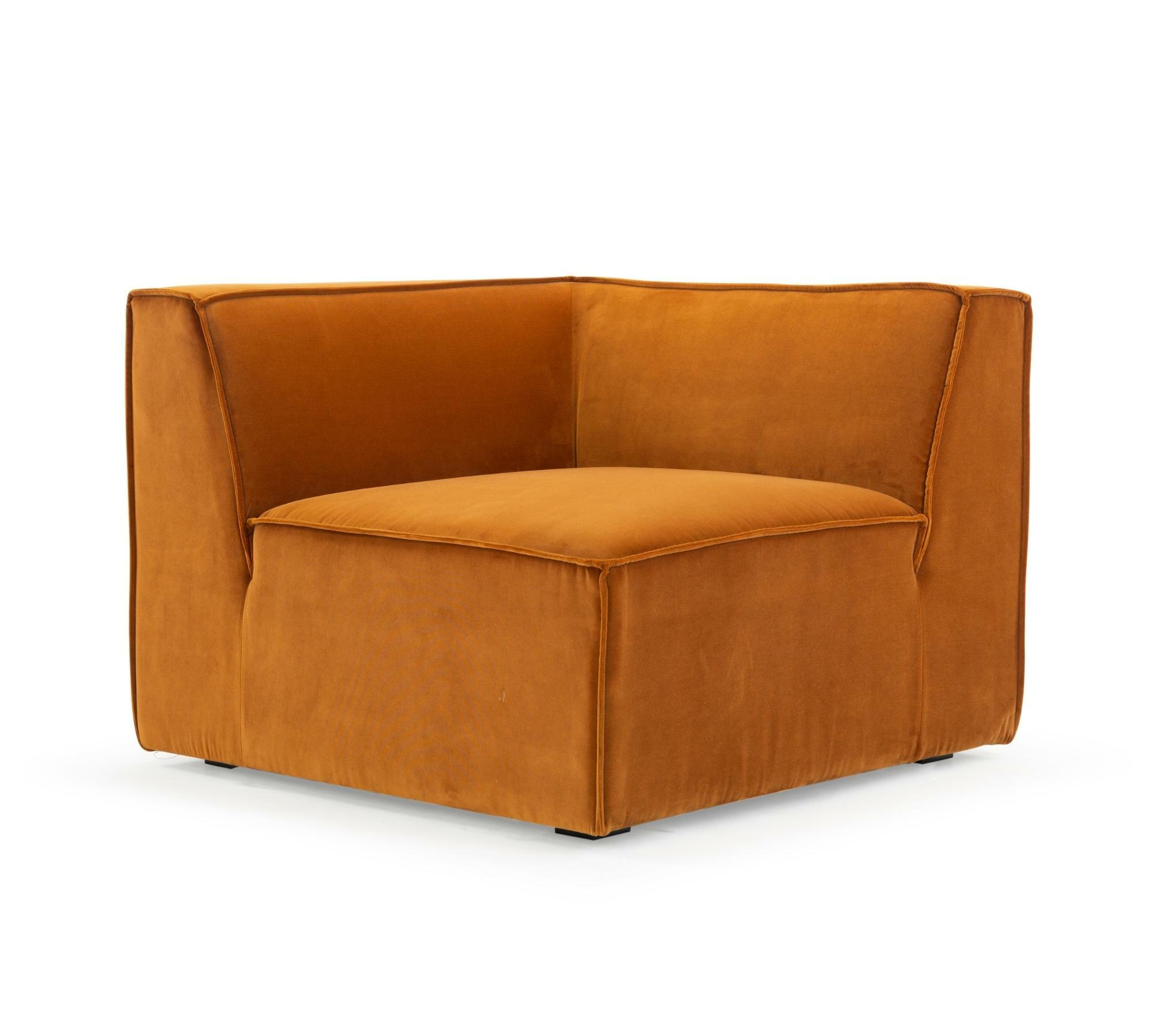 Dane 1-Sitzer Eckmodul Rechts Velour Matt Amber 0