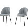 2x Wrinkles Esstischstuhl-Set Samt Metall Schwarz Grau 0
