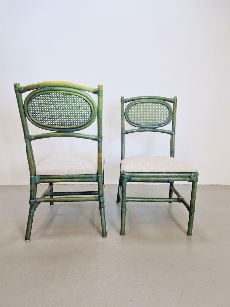 2x Vintage Stühle Rattan Grün 1960er Jahre 4