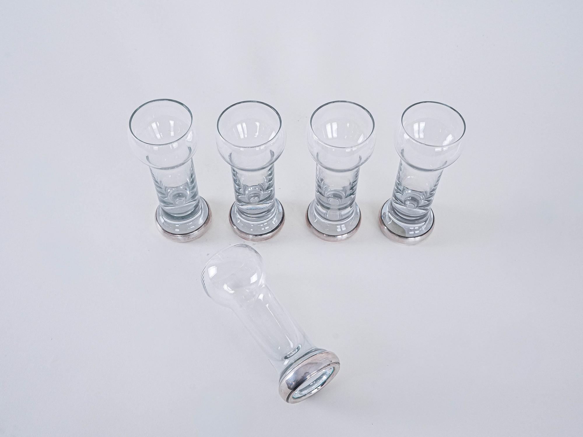 5er-Set Gläser Transparent 1970er Jahre 5