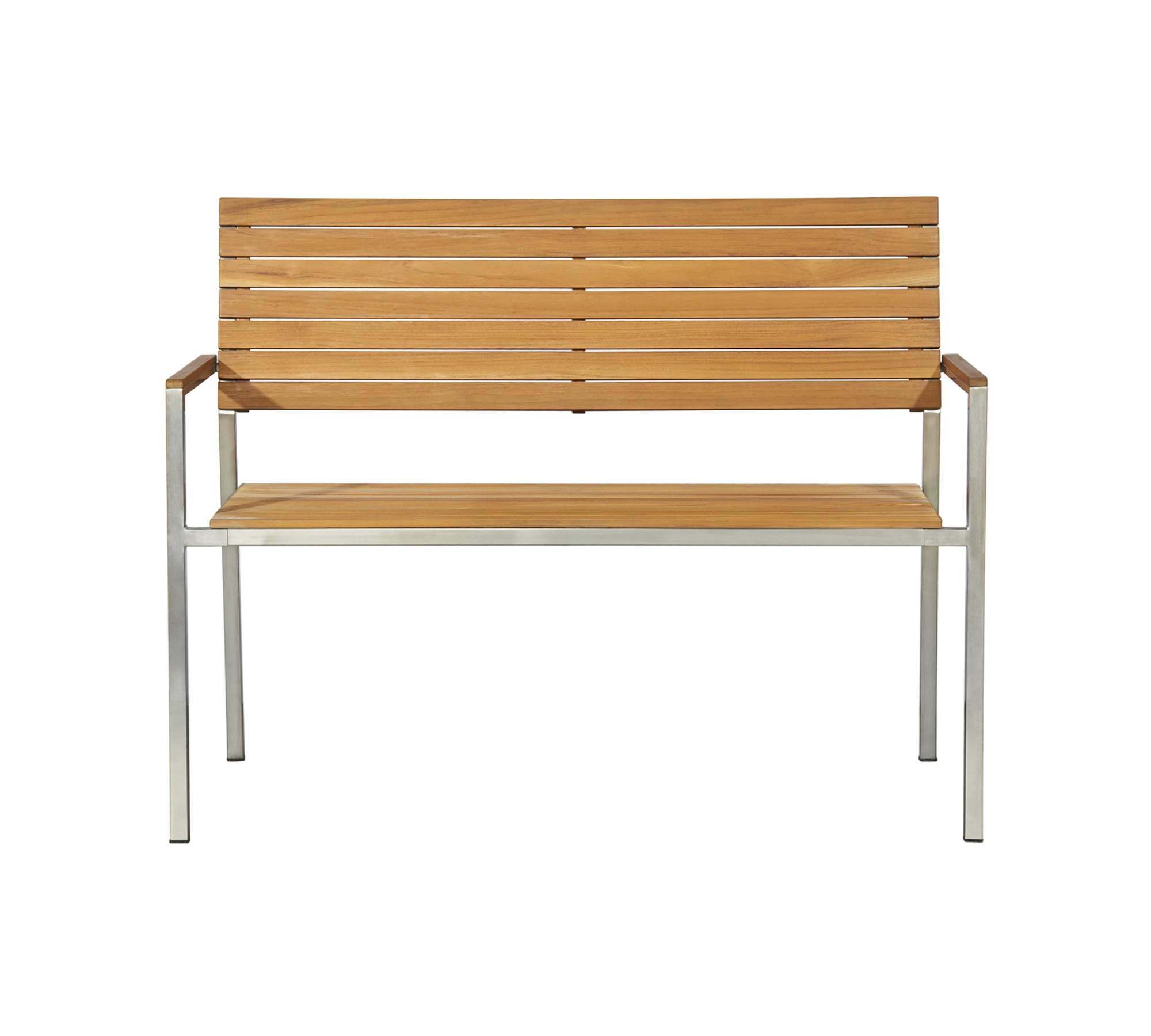 Gartenbank Massivholz Edelstahl Braun 1