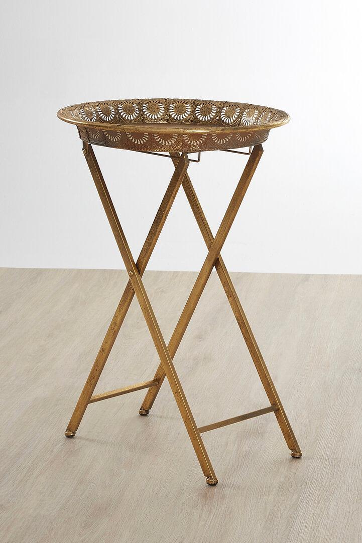 Reza Round Folding Tray Table Stainless Steel Gold 1