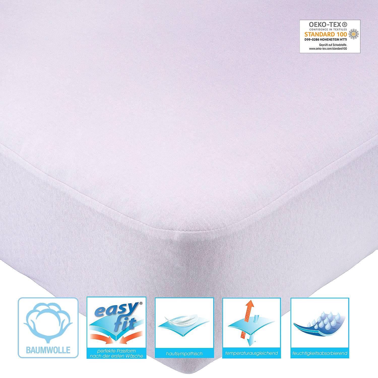 Spannbetttuch Kalmuck Baumwollstoff Weiß 90 x 200 cm 1