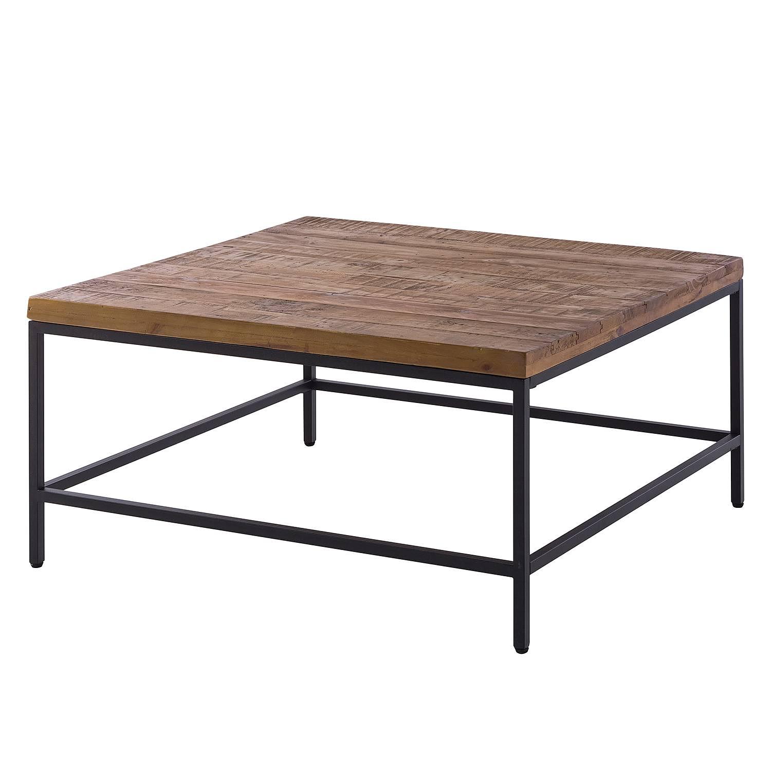 Coffee table GRASBY Solid pine Metal Dark pine Black 1