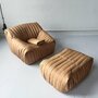 Vintage Annie Hiéronimus Sandra Sofa-Set Leder Beige 5-tlg 9