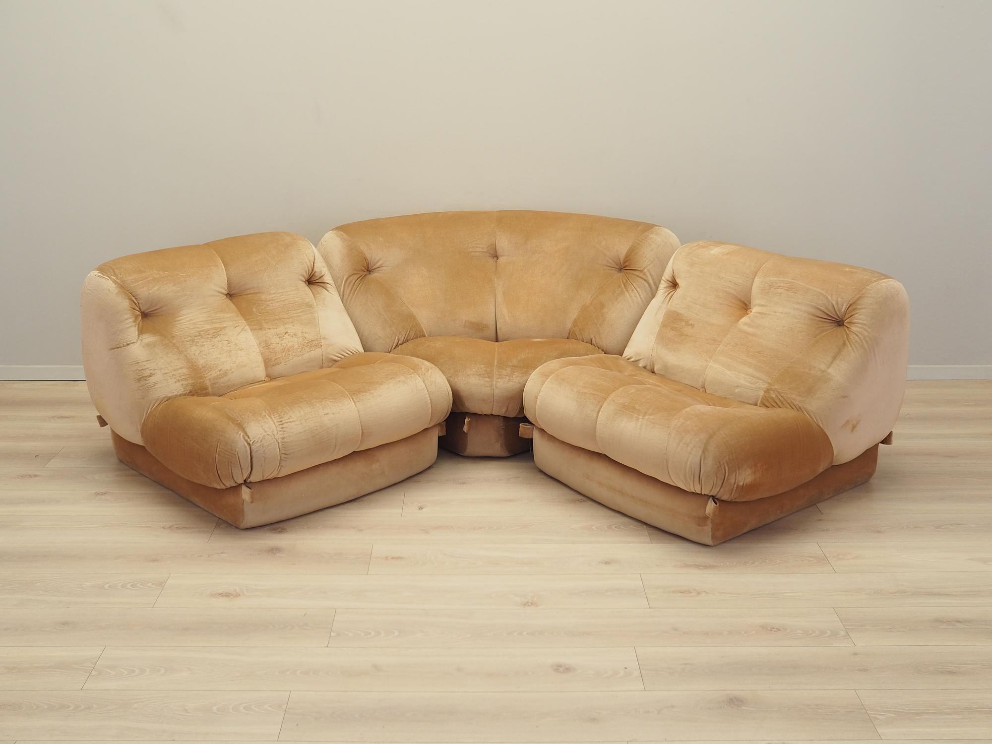Modular corner sofa velvet 1960s 1