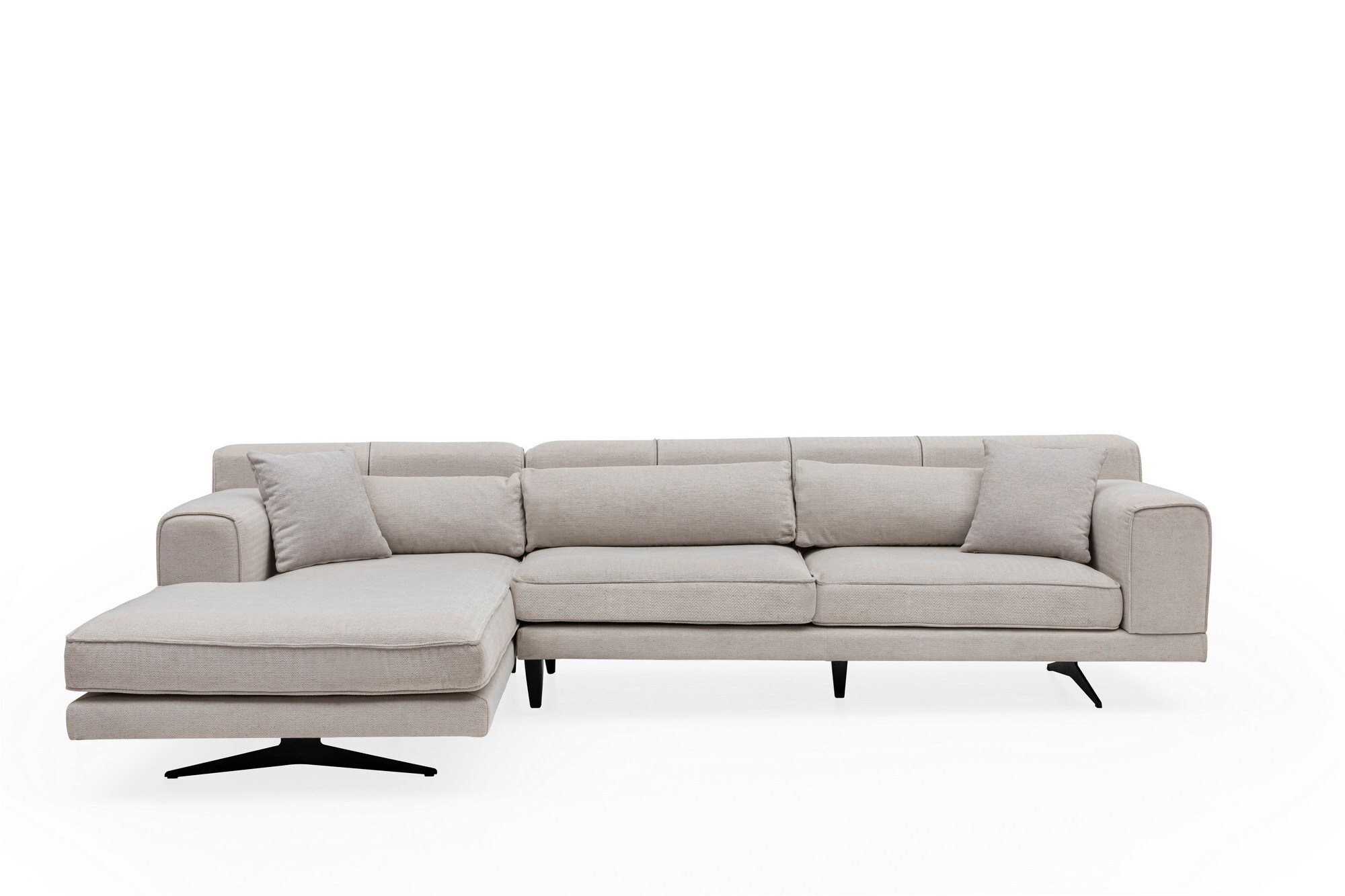 Sofa Récamiere Links Polyester Holz Beige 3