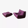 Togo Sessel und Ottoman Set Textil Aubergine 0