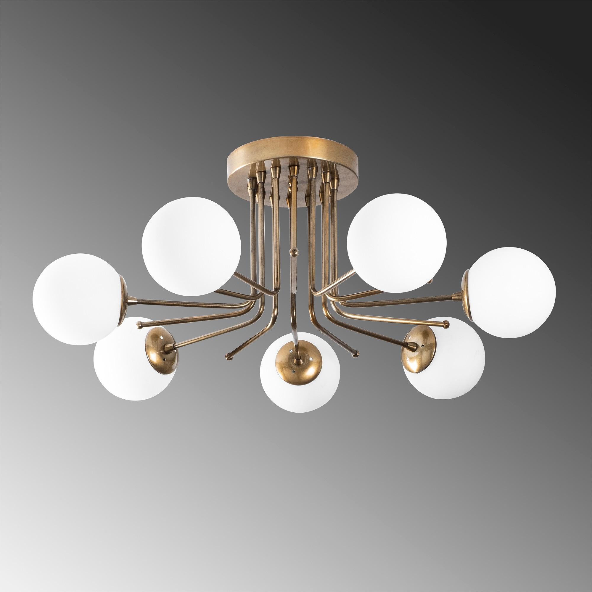Daisy Ceiling lamp 146-AV Iron Glass Gold 4