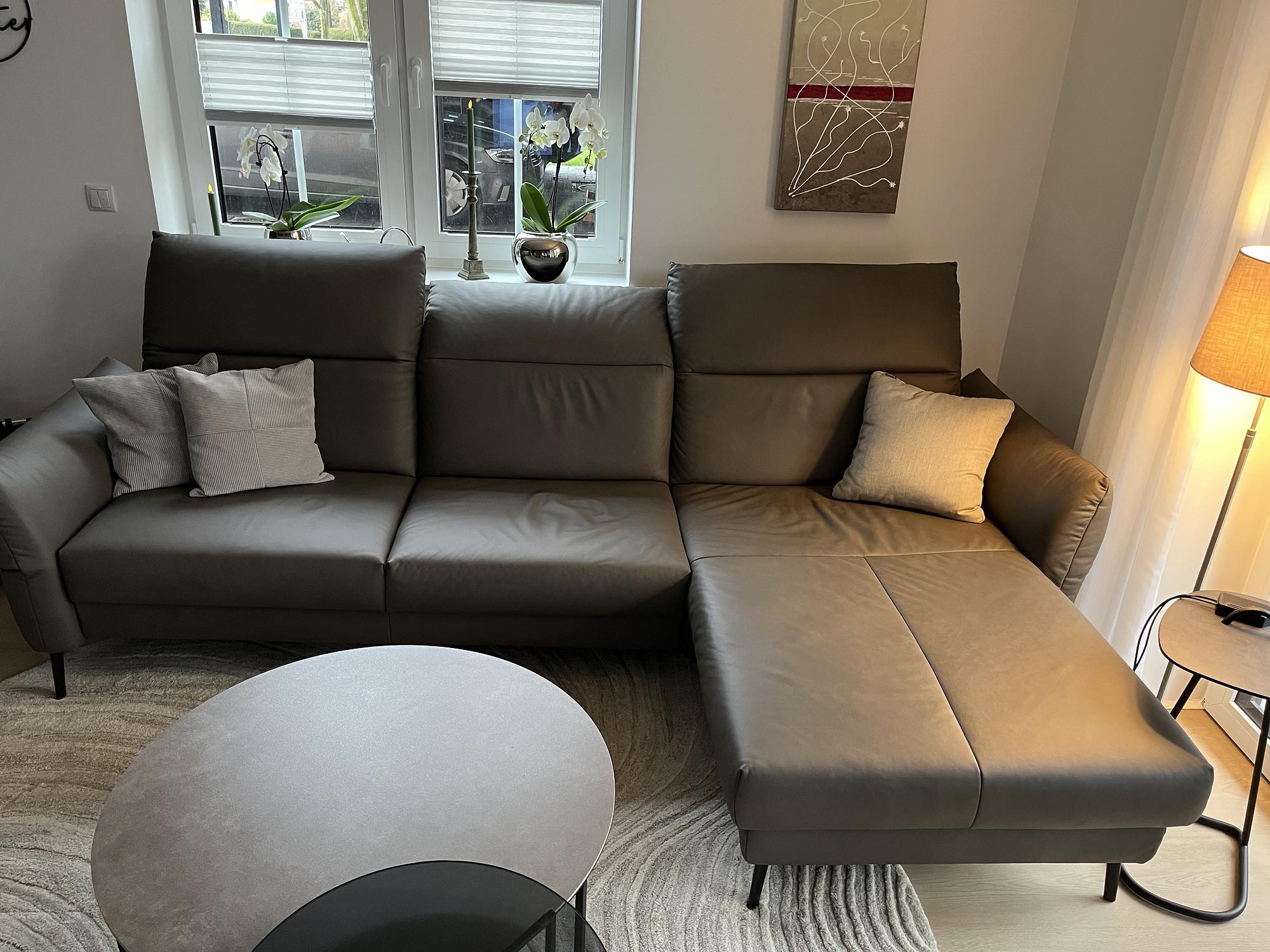 Ecksofa Leder Grau 5