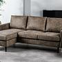 Sofa 3-Sitzer Chaiselongue Links Rechts Stoff Braun 0